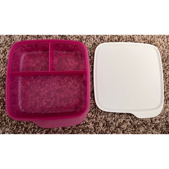 Tupperware ECO Lunch-It Divided Container 550ml Pink & White – 3 Compartments - Picture 3 of 3